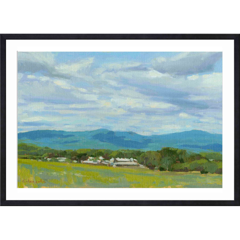 Peinture «Holyoke Range» par Stephen Calcasola - peinture encadrée, Noir, H 8 po x l 12 po