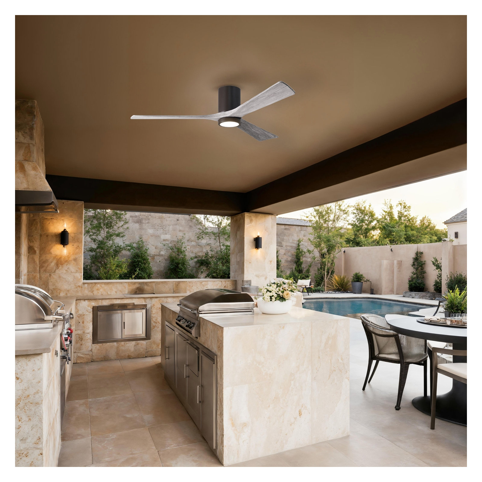 Olivier 3 Blade Ceiling Fan with LED Light Kit, Textured Bronze, Barn Wood Tone, 60"