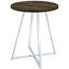 Table bistro ronde de 35 pouces avec finition en chêne brun, base et pieds géométriques évasés, idéale pour les sièges de salle à manger 2