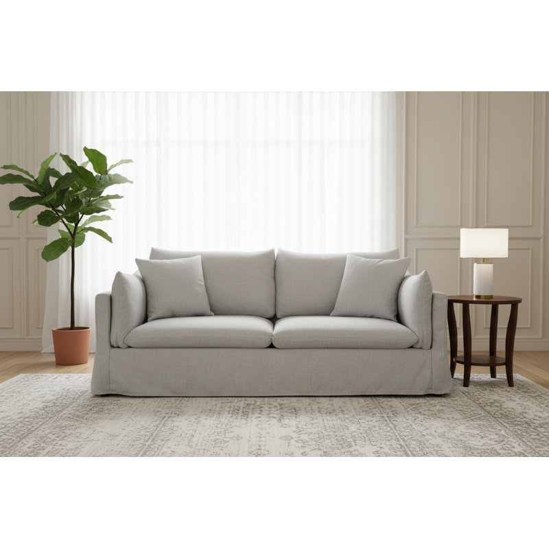 Canapé à accoudoirs carrés 81,3 po, Mélange de polyester - gris clair