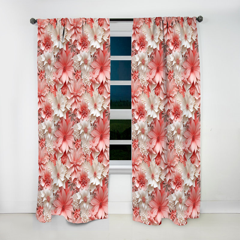 Neutre délicat motif tropical IV - Rideau en velours tropical - obscurcissant - 1 panneau, L 52 po x L 108 po
