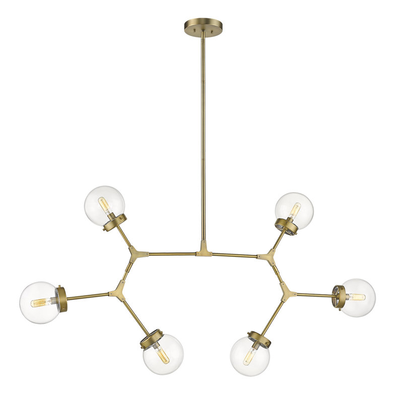 Lustree géométrique 6 lumières spoutnik Lesa, Laiton vieilli