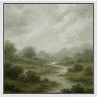 «Foggy Countryside Stream Landscape Wall Decor», reproduction d'art sur toile encadrée
