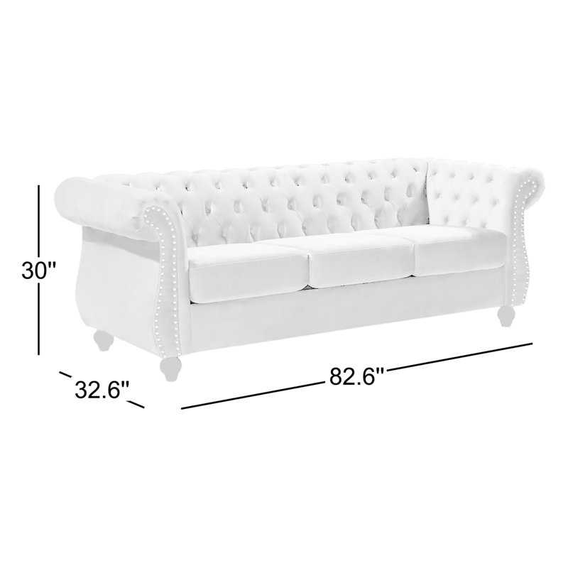 Felder 82.6'' Velvet Sofa, Black