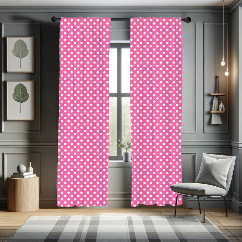 Polka Dots Semi-Sheer Rod Pocket Curtain Panels, 28" x 84"