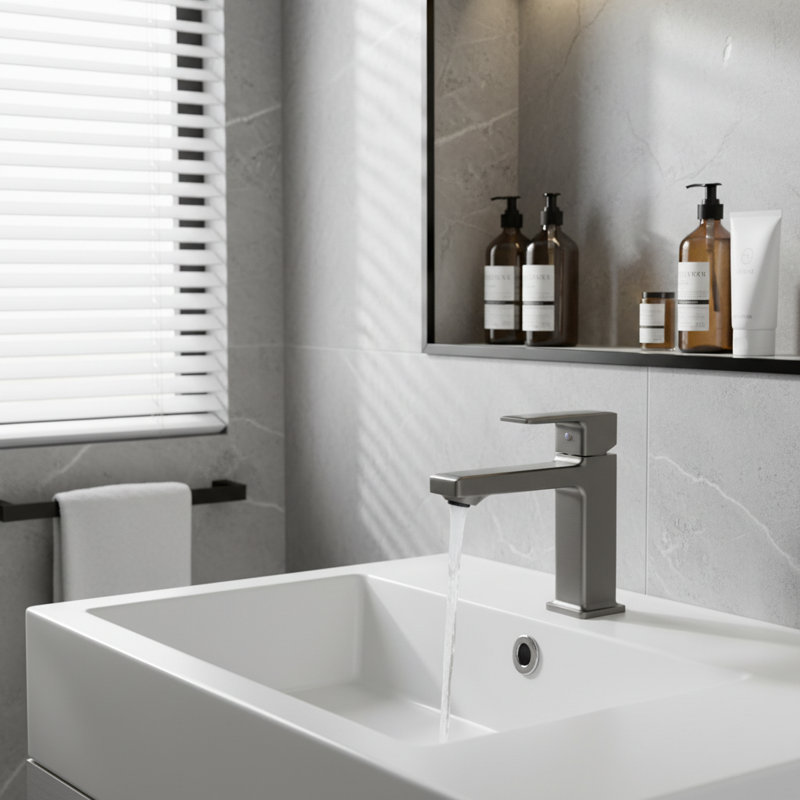 Single Handle Single Hole Bathroom Vanity Faucet - Gun Gray, 1.5 Gpm, Gun Gray