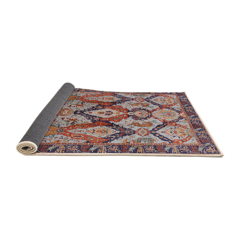 Tapis oriental rouge et bleu, Carré 7 pi