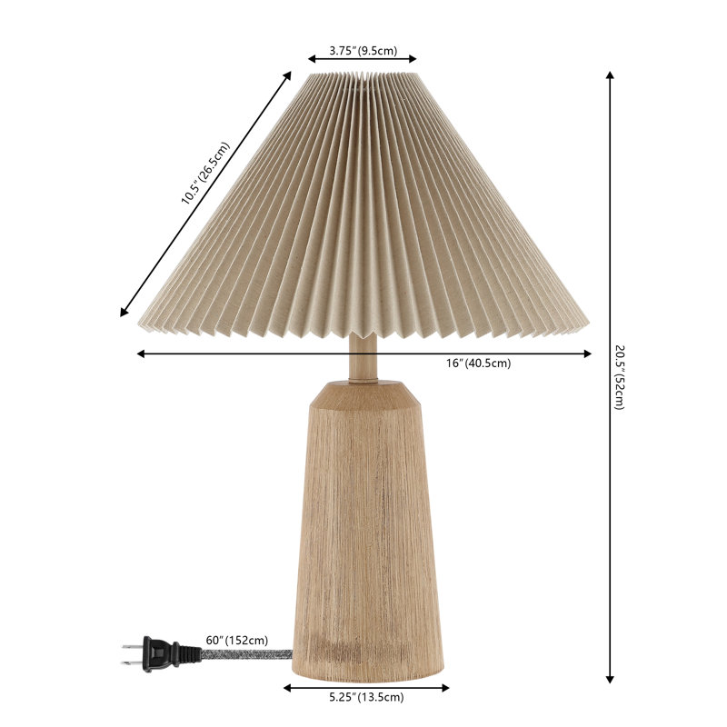 Anirudh 20.5" Rustic Scandinavian Resin/Iron Lighthouse LED Table Lamp with Pleated Shade