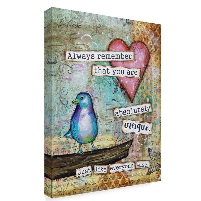 « unique you you », reproduction d’impression sur toile tendue, H 19 po x l 14 po x P 2 po