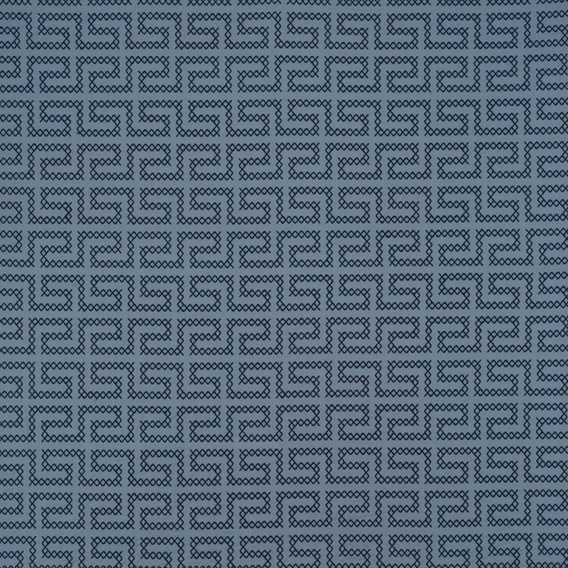 A Maze Embroidery Fabric, Cadet
