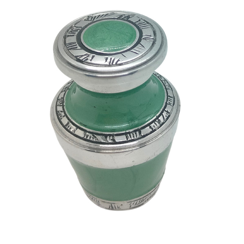 Beautiful Green Mother-of-Pearl pattern Small Mini Keepsake Single in Velvet Box for Ashes