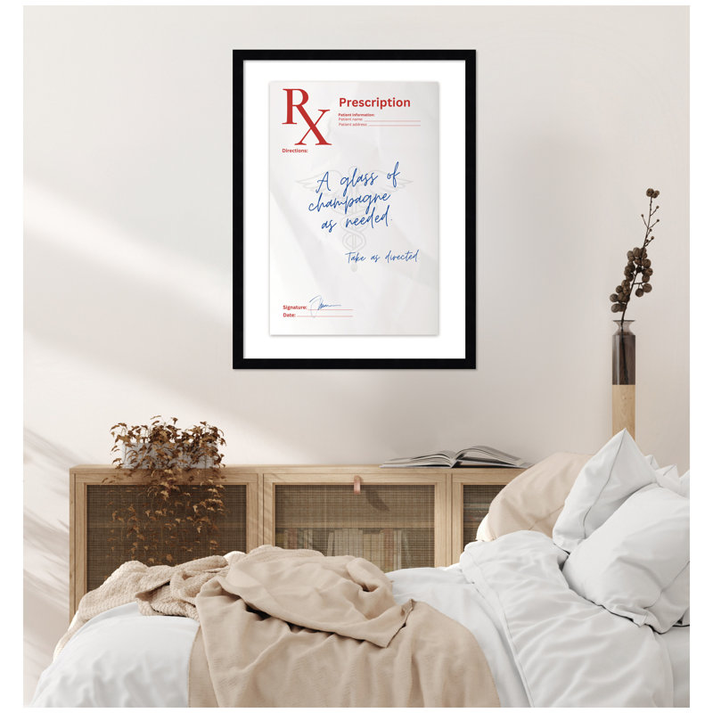  «A Glass of Champagne Rx» par Honey Island Studio, reproduction d'art encadrée