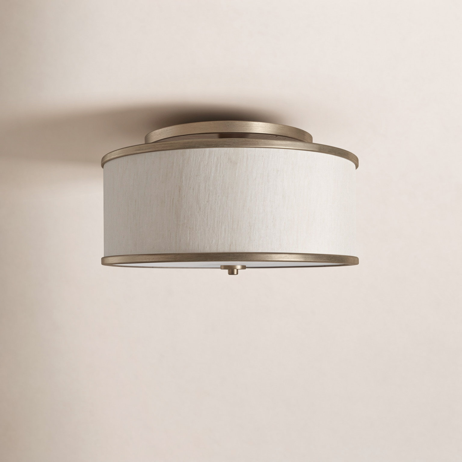 Elzira 3 Light Linen Semi Flush Mount, Gold