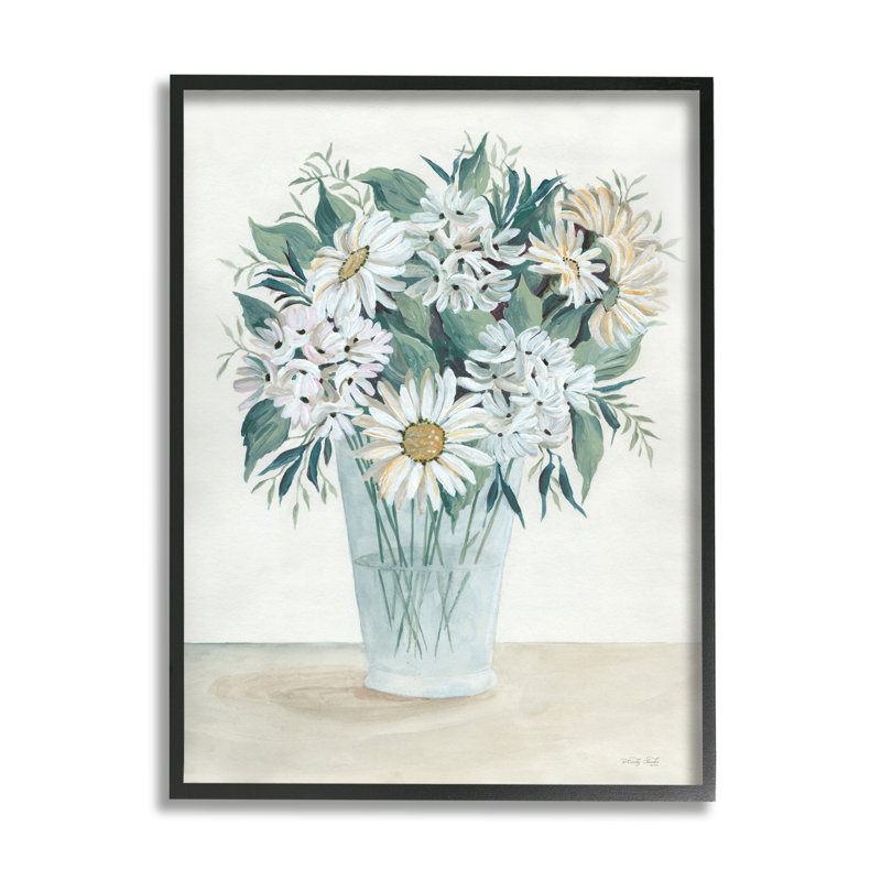 Bouquet de fleurs de marguerites, Giclée encadrée noir minuit, 14" H x 11" W x 1.5" D