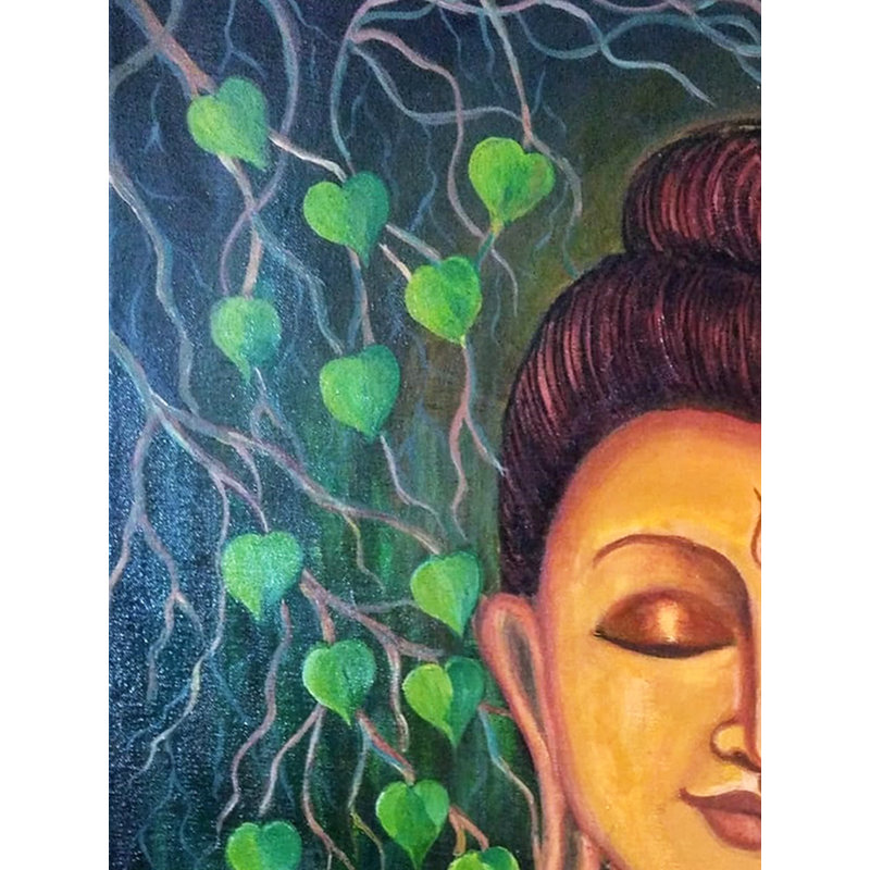 Bouddha de Gautam en paix | Acrylique sur toile | Par Sheeba Lohi