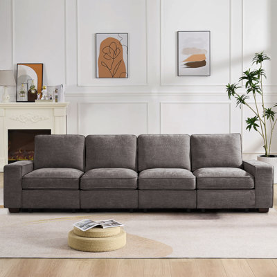 Canapé modulaire moderne avec rangement pour sièges, canapé modulaire surdimensionné de 2/3/4 places avec siège profond, canapé en chenille pour salon et appartement, port USB, housse amovible