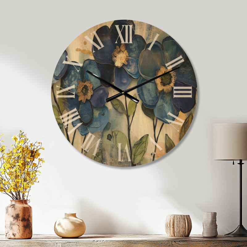 Large Modern Wood Wall Clock – Spring Garden Explosion, Medium