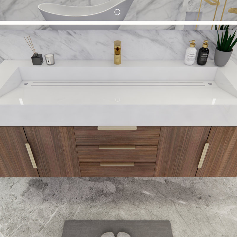 Ensemble de meuble-lavabo mural simple 59 po Glasgow, Palissandre