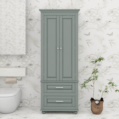 Tall Storage Cabinet With 2 Drawers
