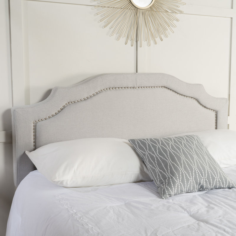 Headboard - Queen Size, Grey Fabric, Strong Iron Frame, Adjustable Height, 52.5" H X 63.49" W 3" D Queen, Fabric Covering, Structure, Bed Headboard, Height Width Depth