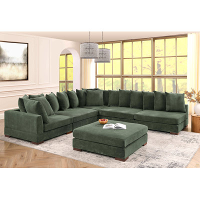 Large Seating Corduroy Modular Sleeper Sectional
