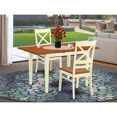 L'ensemble 3 pièces de table de salle à manger moderne comprend une table rectangulaire en bois avec feuille papillon et 2 chaises de salle à manger, babeurre et cerise