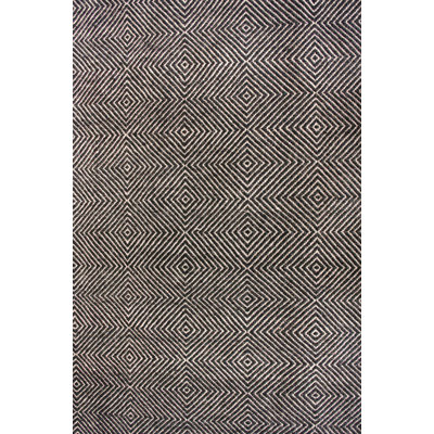 Tapis en laine à motif géométrique Azarian pour le salon, la chambre à coucher, la salle à manger et la cuisine, noir / ivoire