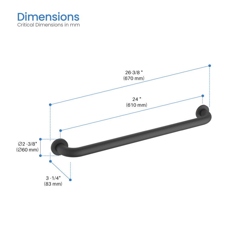 26.38'' Bath Safety Grab Bar, Black