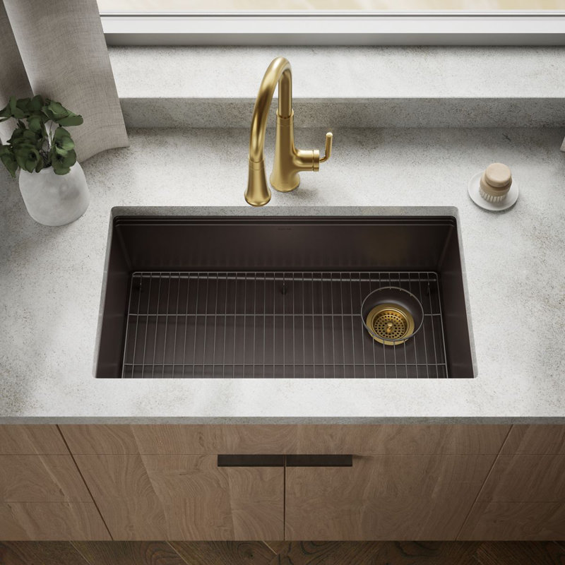Billings 32-1/2 In. Undermount Single-Bowl Kitchen Sink, Brown