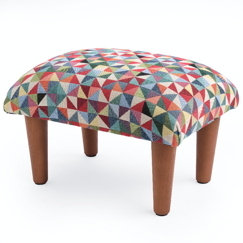 Dutil 38cm Wide Velvet Rectangle Geometric Footstool Ottoman