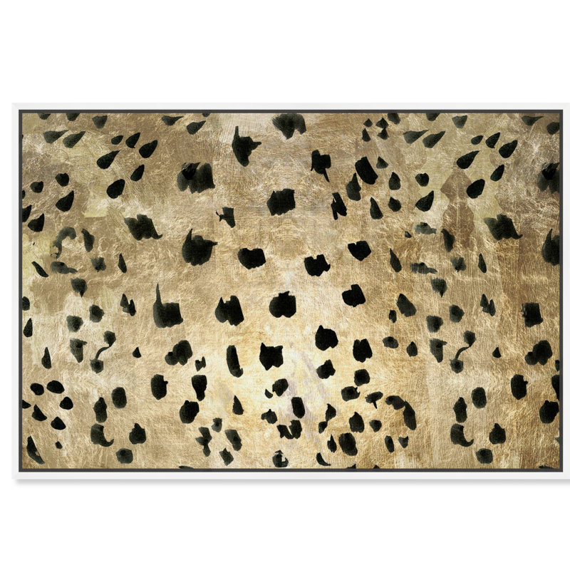«Abstract Cheetah Feline», reproduction d'impression sur toile, Cadre blanc, H 10 po x l 15 po x 1,5 po