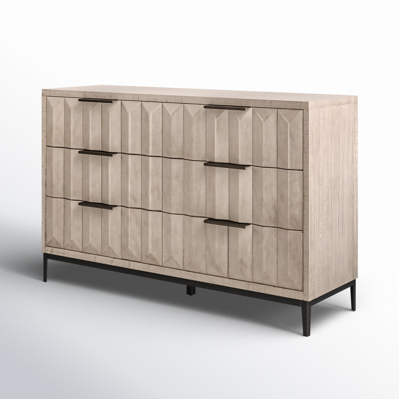 Aldwell Pine Modern 6-Drawer Storage Dresser, Light Gray Wash