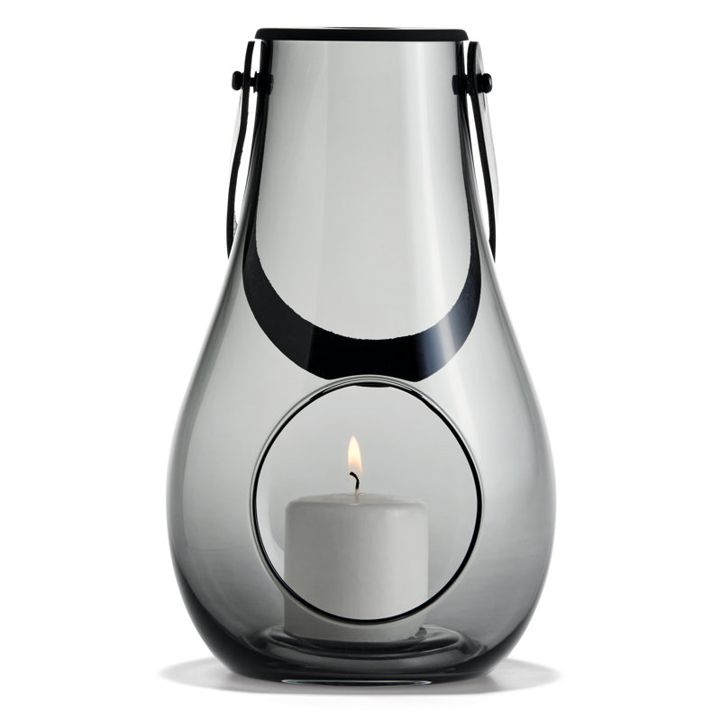 Tabletop Lantern, 9.8" H x 6.1" W x 6.1" D, Gray