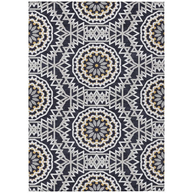 Kawon Geometric Indoor / Outdoor Rug, Rectangle 3' x 5'