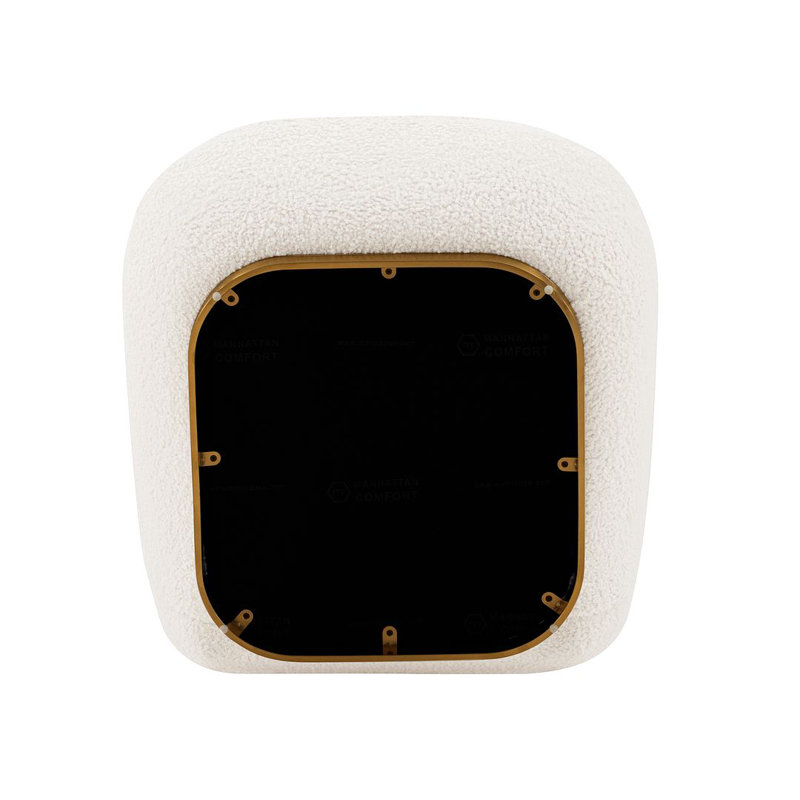 Edina White Velvet and Pine Wood Accent Chair