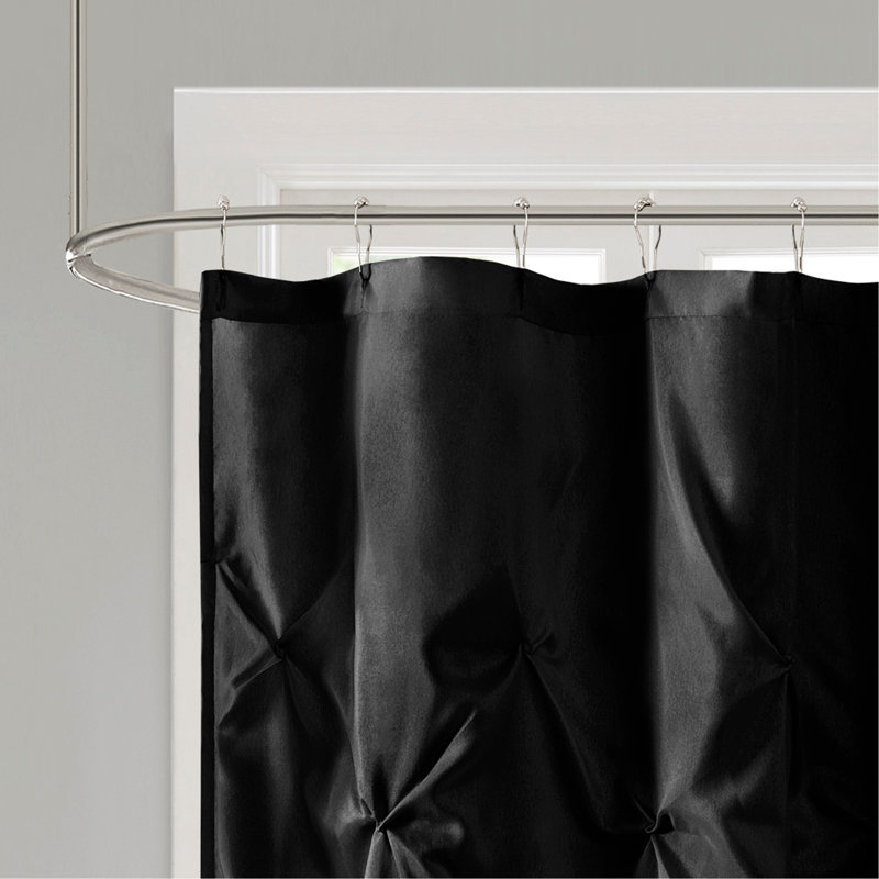 Tufted Semi-Sheer Shower Curtain, Black