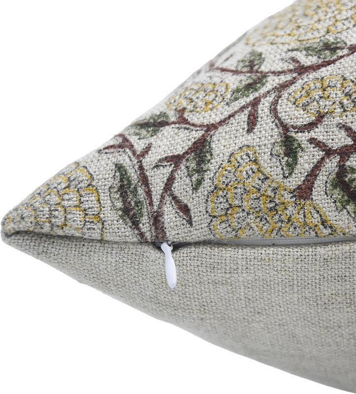 Linen Pillow Cover, 14"H x 20"W, Karwa Chauth Floral, Rectangle