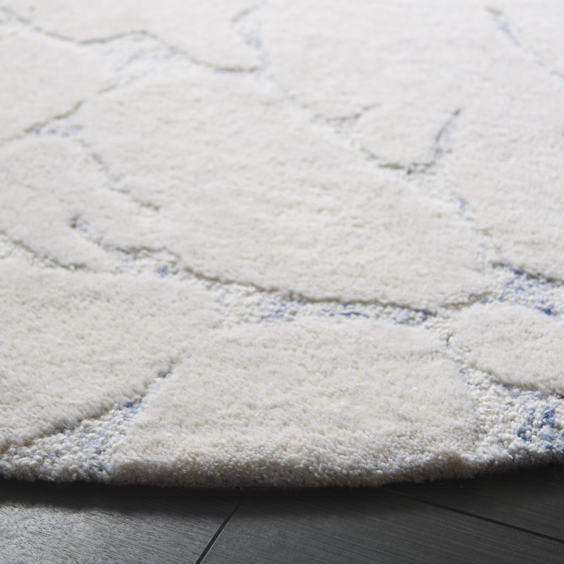 Geraurd 533 Hand Tufted Wool/Cotton Abstract Indoor Use Only Rug in Ivory/Gray, Round 6'