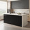 Îlot de cuisine avec rangement, îlot de rangement 72 po avec 3 tiroirs, îlot de cuisine avec tablettes réglables, buffet pour salle à manger, noir