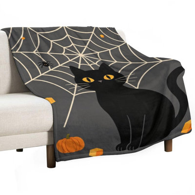 Jeté en flanelle de luxe Black Cat
