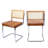 Marlow 19.1'' H Mid-Century Modern Tufted Leather Cantilever Dining Chair with Chrome Frame and Cane Rattan Back-1838494370-1849620788