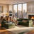 7-Piece Chenille Cloud Sectional Couches, Oversized Corner Sectional Sofa, Green-827397208-827397209