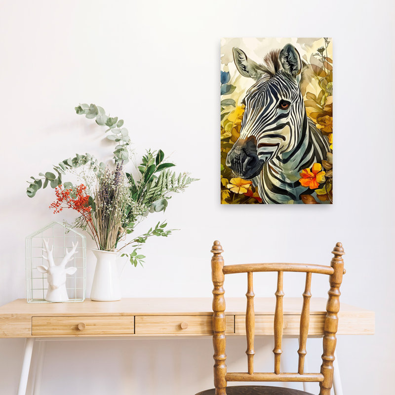 «Vibrant Zebra Floral», 24" H x 16" W