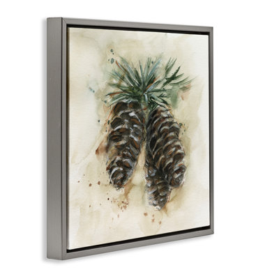 Rustic Forest Pinecone Framed Floater Canvas Wall Art by Ethan Harper