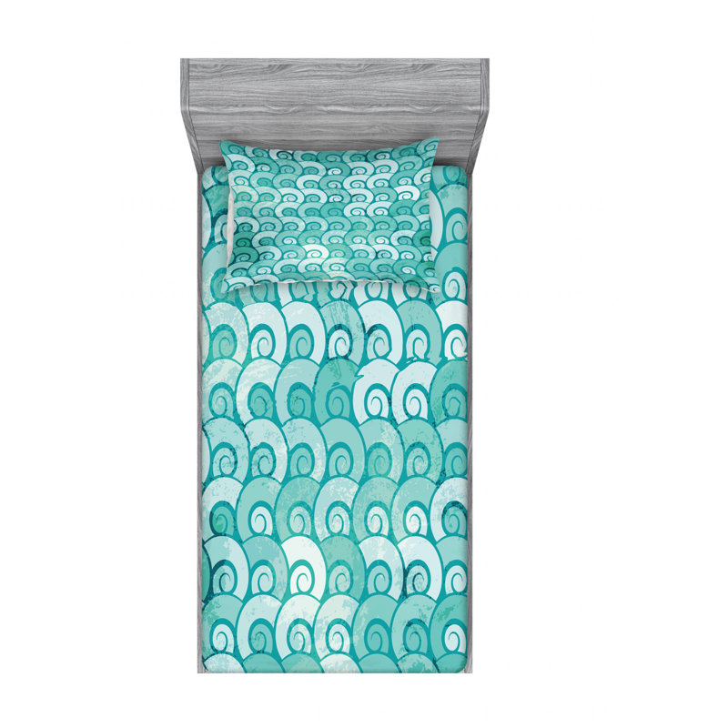 Ensemble de draps Swirled Sea Waves, Ensemble de draps pour lit simple avec drap-housse
