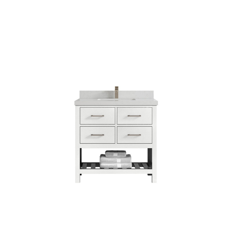 Ensemble de meuble-lavabo simple 36 po Aberdeen, Quartz de Carrare