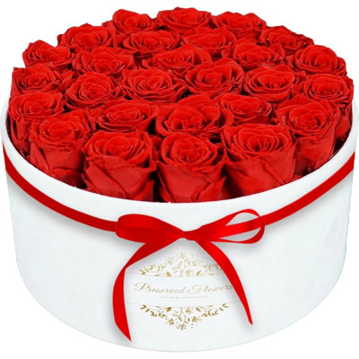 Cadeaux de la fête des Mères pour maman - 17 roses pour toujours dans une boîte en suède de luxe, cadeau d'anniversaire de rose véritable préservé pour elle, épouse, grand-mère, petite amie, rouge