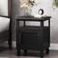 Table de chevet de conception rustique avec sangles de canne et de bois, 15,58 po x 19,61 po, 24,46 po, gris foncé, armoire de rangement, assemblage à sangles requis, charme, 24,46 po de hauteur, largeur, profondeur, espace, nécessaire