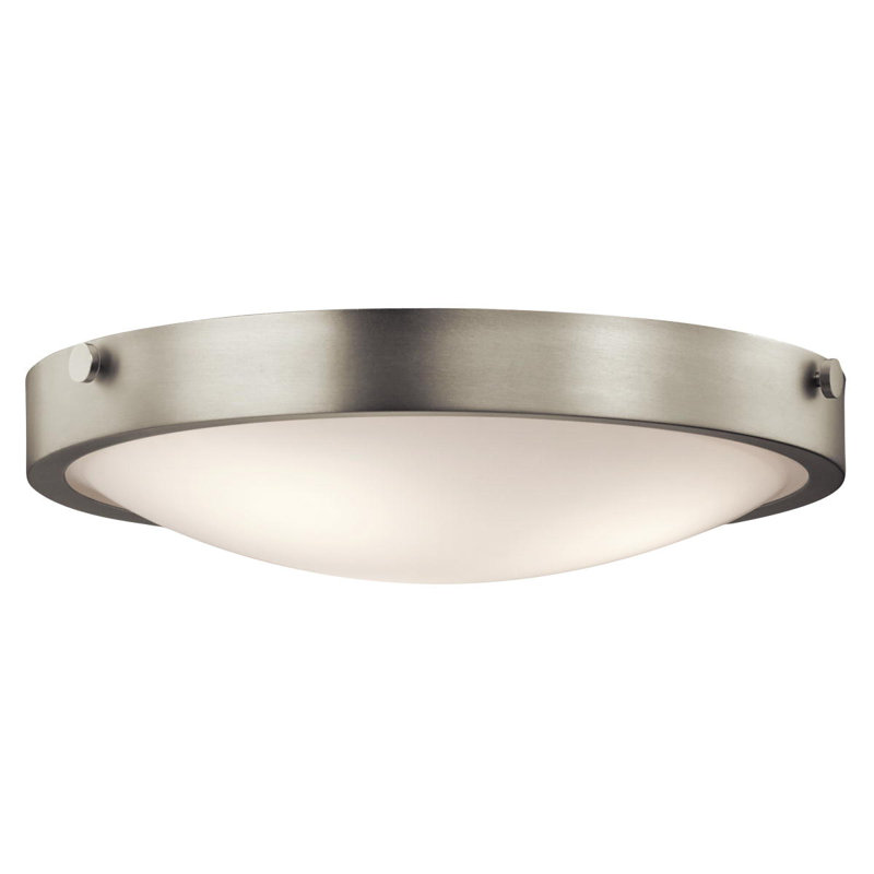 Jacoby Glass Flush Mount, Brushed Nickel, 5.5" H x 17.5" W
