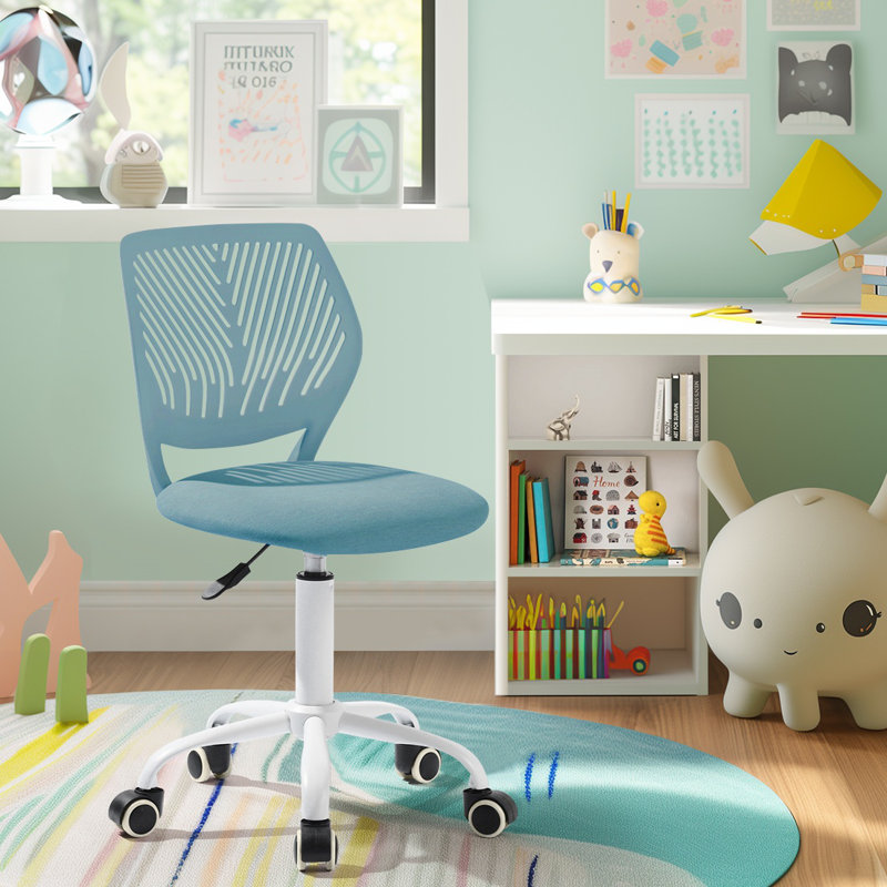 Chaise de bureau pivotante en tissu en maille pivotante à 360 ° Elkland avec hauteur réglable pour adolescent, Bleu Curio